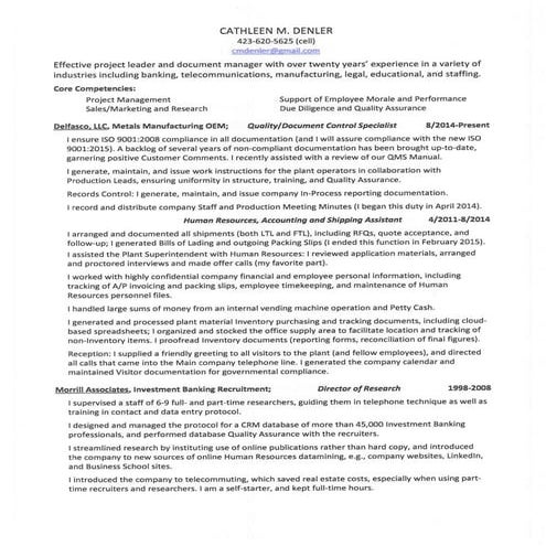 Denler Cathleen M resume 0915A