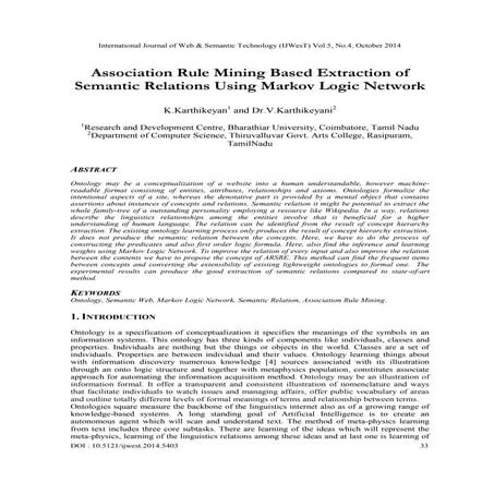 Association Rule Mining Based Extraction of  Semantic Relations Using Markov ...