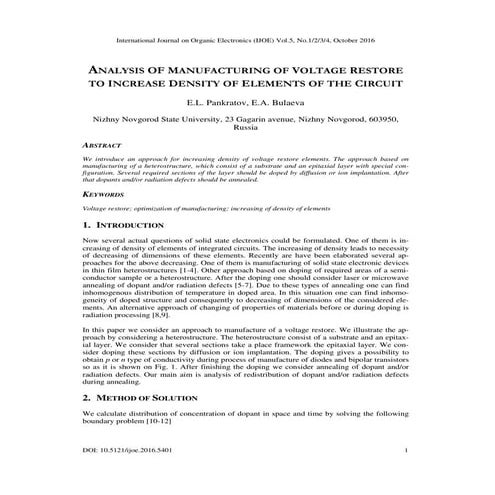 ANALYSIS OF MANUFACTURING OF VOLTAGE RESTORE TO INCREASE DENSITY OF ELEMENTS ...