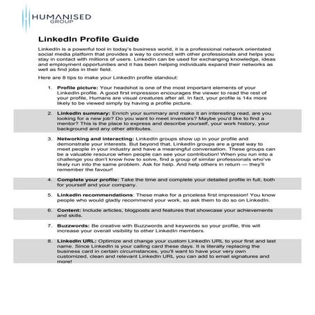 LinkedIn Profile Guide - Humanised