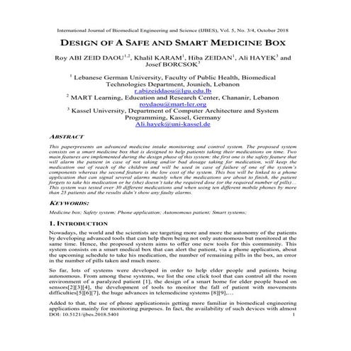 DESIGN OF A SAFE AND SMART MEDICINE BOX | PDF