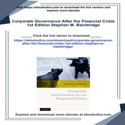 Corporate Governance After the Financial Crisis 1st Edition Stephen M ...