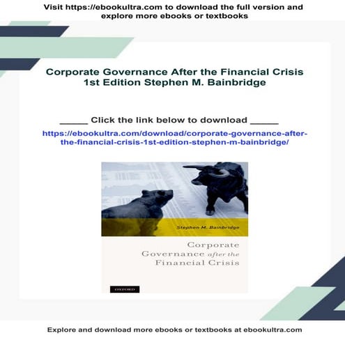 Corporate Governance After the Financial Crisis 1st Edition Stephen M ...