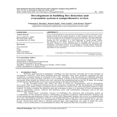 Development in building fire detection and evacuation system-a comprehensive ...