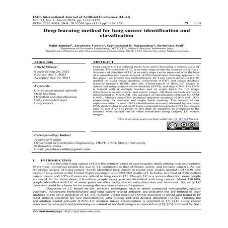 Deep learning method for lung cancer identification and classification ...