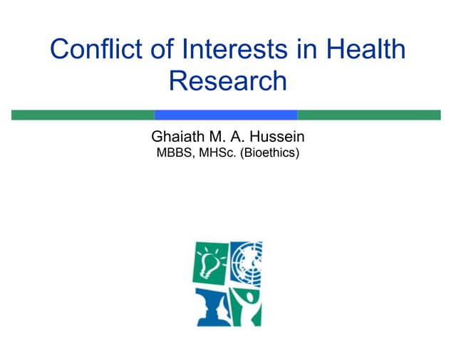 Conflict of Interests in Health Research