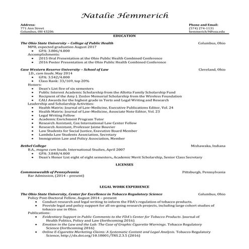 Hemmerich Resume JD 2016 MPH