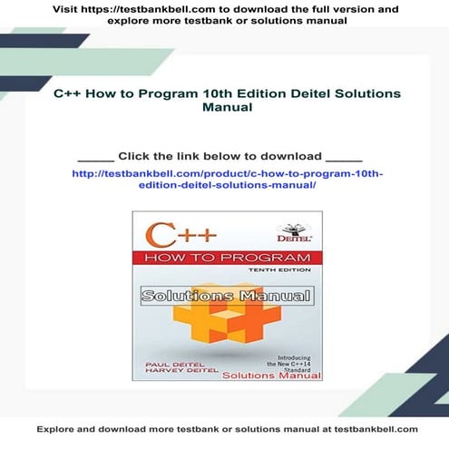 C++ How to Program 10th Edition Deitel Solutions Manual | PDF