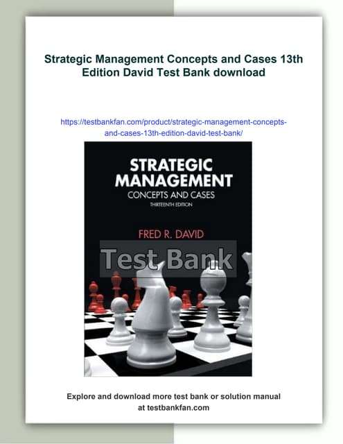 Strategic Management Concepts and Cases 13th Edition David Test Bank | PDF