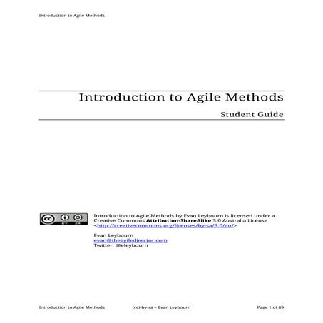Agile Methods - course notes