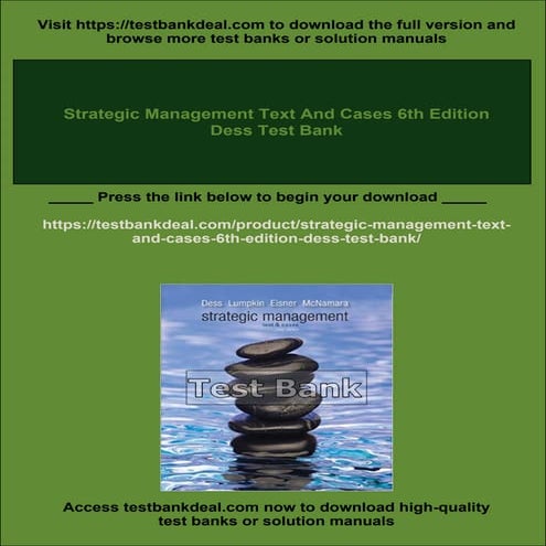 Strategic Management Text And Cases 6th Edition Dess Test Bank | PDF