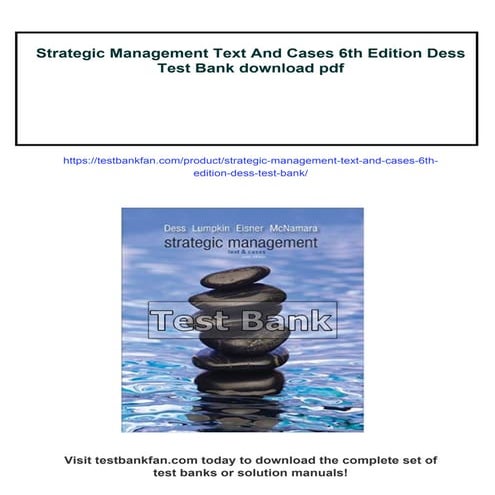 Strategic Management Text And Cases 6th Edition Dess Test Bank | PDF