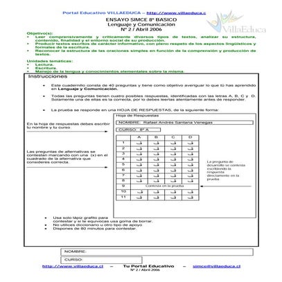 Ensayo Simce-octavo-villa-educa-lenguaje Abril 2006