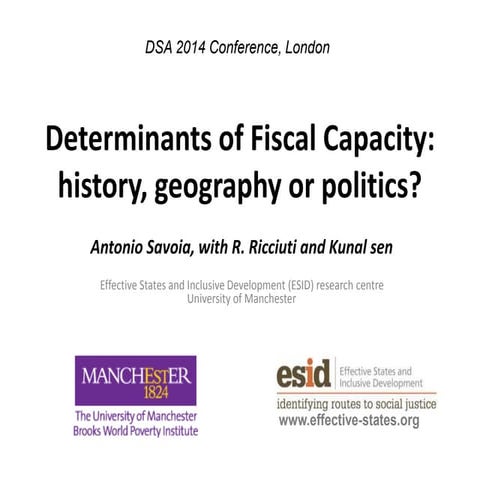 The Determinants of State Capacity in Developing Economies: Politics, History...