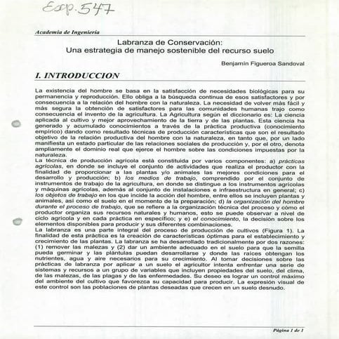 Labranza de conservación: Una estrategia de manejo sostenible del recurso suelo