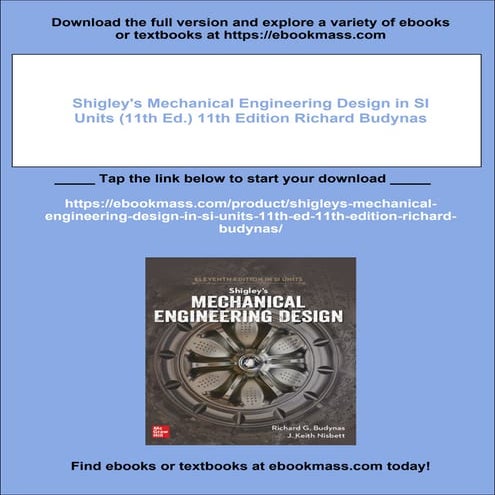Shigley's Mechanical Engineering Design in SI Units (11th Ed.) 11th Edition R...