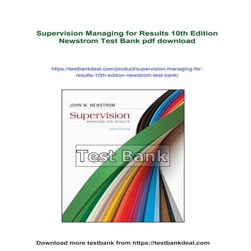 Supervision Managing for Results 10th Edition Newstrom Test Bank | PDF