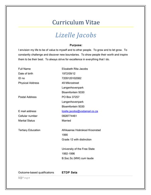 CURRICULUM VITAE. afrikaans docx | DOCX
