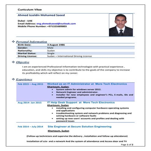 Ahmed Izzeldin CV