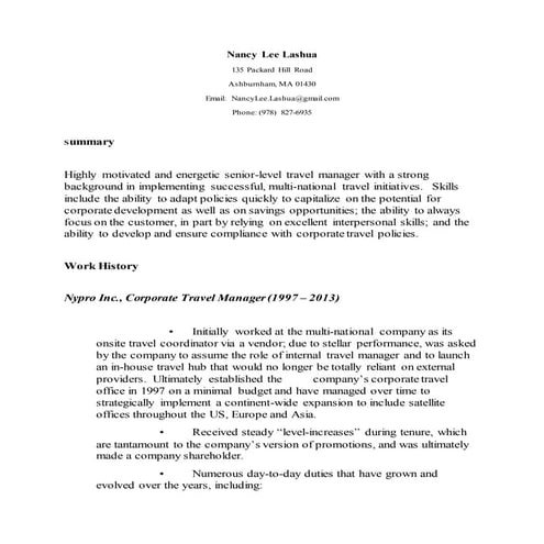 Nancy Lee Lashua Resume 2013
