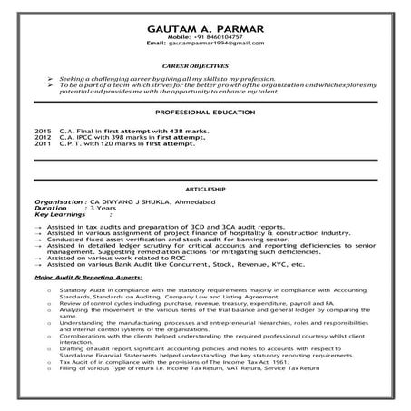 CA Gautam A Parmar - Resume | DOCX