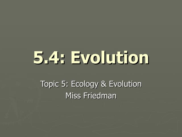5.4 Evolution