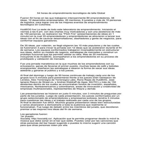 54 horas de emprendimiento tecnológico de talla global
