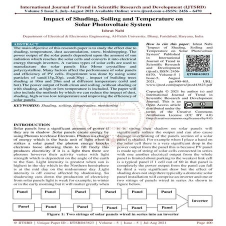 Impact of Shading, Soiling and Temperature on Solar Photovoltaic System ...