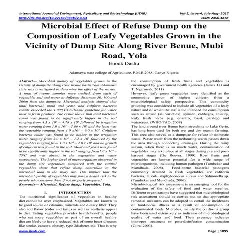 Microbial Effect of Refuse Dump on the Composition of Leafy Vegetables Grown ...