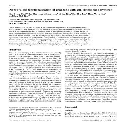 55.noncovalent functionalization of graphene with end functional polymers