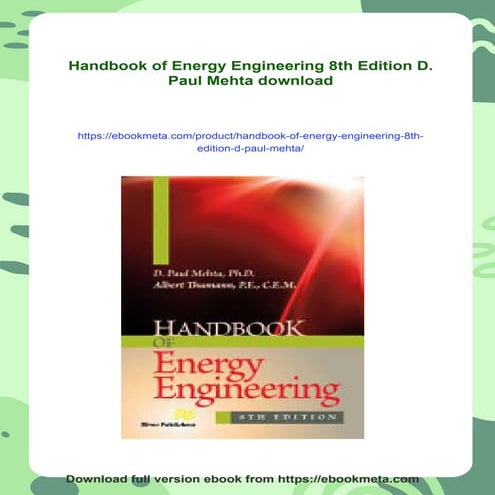 Handbook of Energy Engineering 8th Edition D. Paul Mehta | PDF