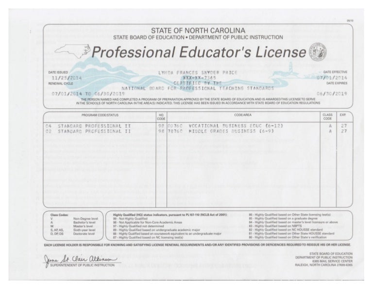 NC Teacher License