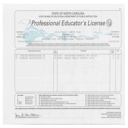 NC Teacher License | PDF