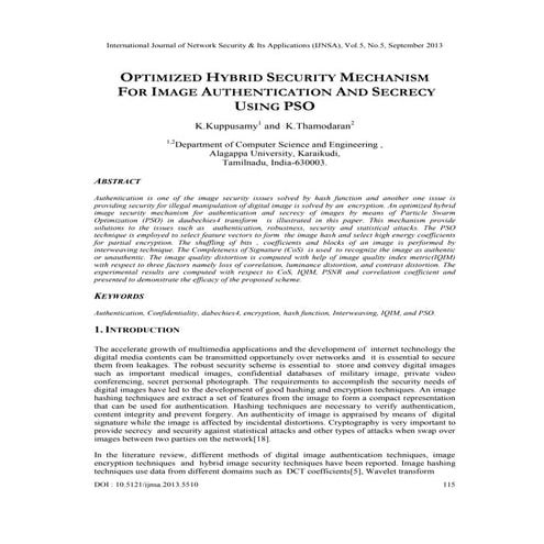 OPTIMIZED HYBRID SECURITY MECHANISM FOR IMAGE AUTHENTICATION AND SECRECY USIN...