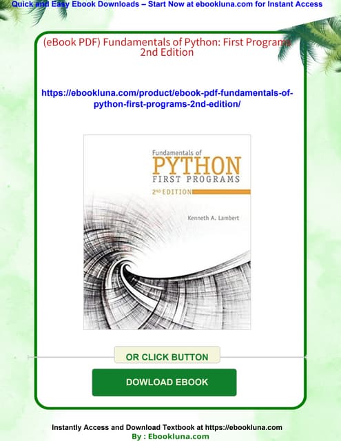 (eBook PDF) Fundamentals of Python: First Programs 2nd Edition | PDF
