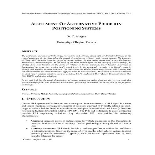 ASSESSMENT OF ALTERNATIVE PRECISION POSITIONING SYSTEMS