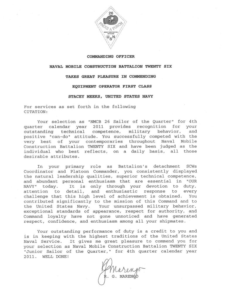 Citation, Sailor of the Quarter, 2011