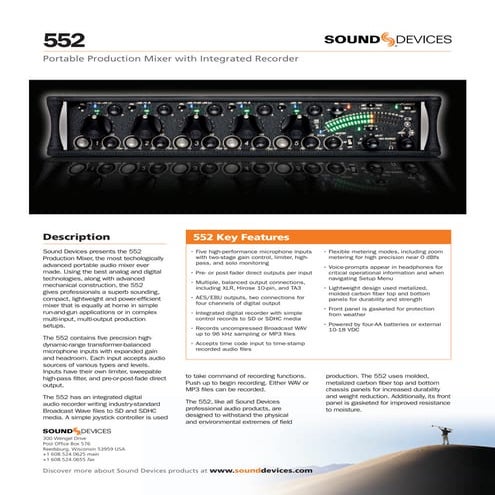 Sound Devices 702 | PDF