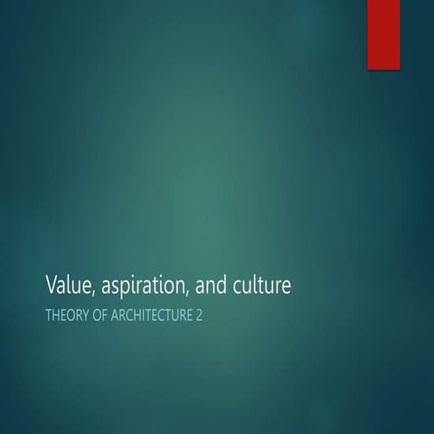 Value Aspiration And Culture Theory of Architecture