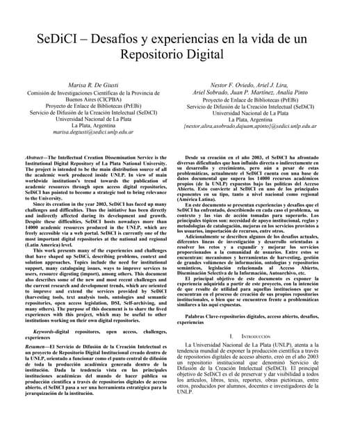 SeDiCI - Desafíos y experiencias en la vida de un repositorio digital