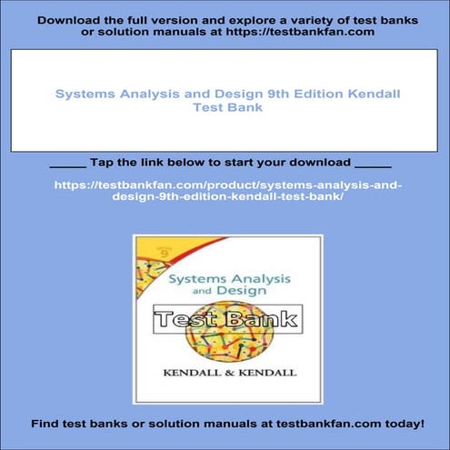 Systems Analysis and Design 9th Edition Kendall Test Bank | PDF