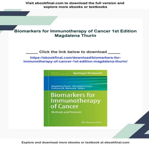 Biomarkers for Immunotherapy of Cancer 1st Edition Magdalena Thurin | PDF