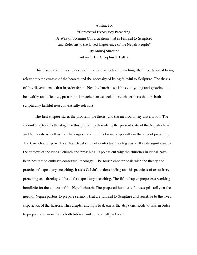 Abstract and Table of Contents