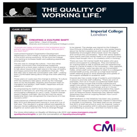 CMI Case Study Leyla Okhai and Wellbeing project
