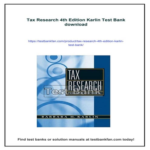 Tax Research 4th Edition Karlin Test Bank | PDF