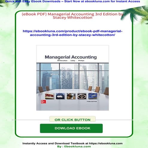 (eBook PDF) Managerial Accounting 3rd Edition by Stacey Whitecotton