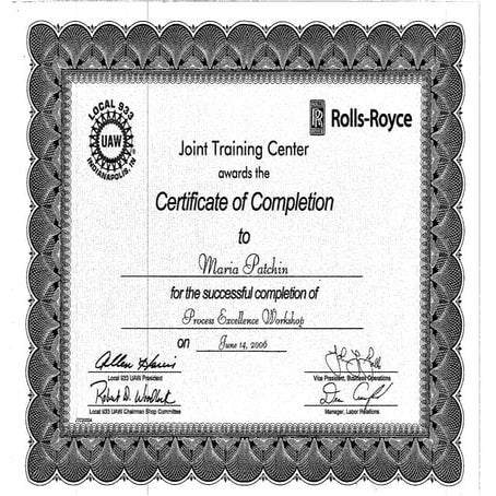 Process Excellence Engineering course cert | PDF