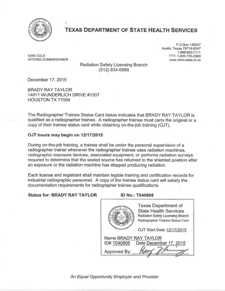 State Radiation Card