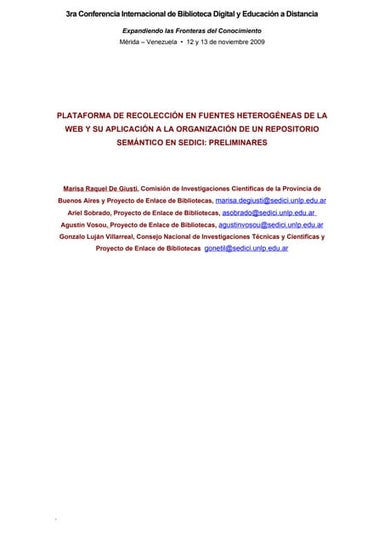 Plataforma de recolección en fuentes heterogéneas de la web y su aplicación a...