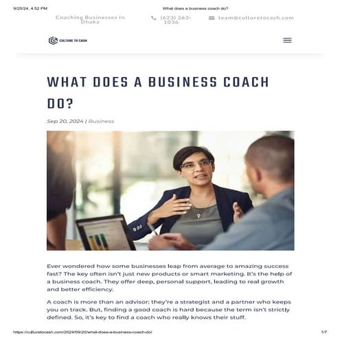 What Does A Business Coach Do Business Coach Pdf